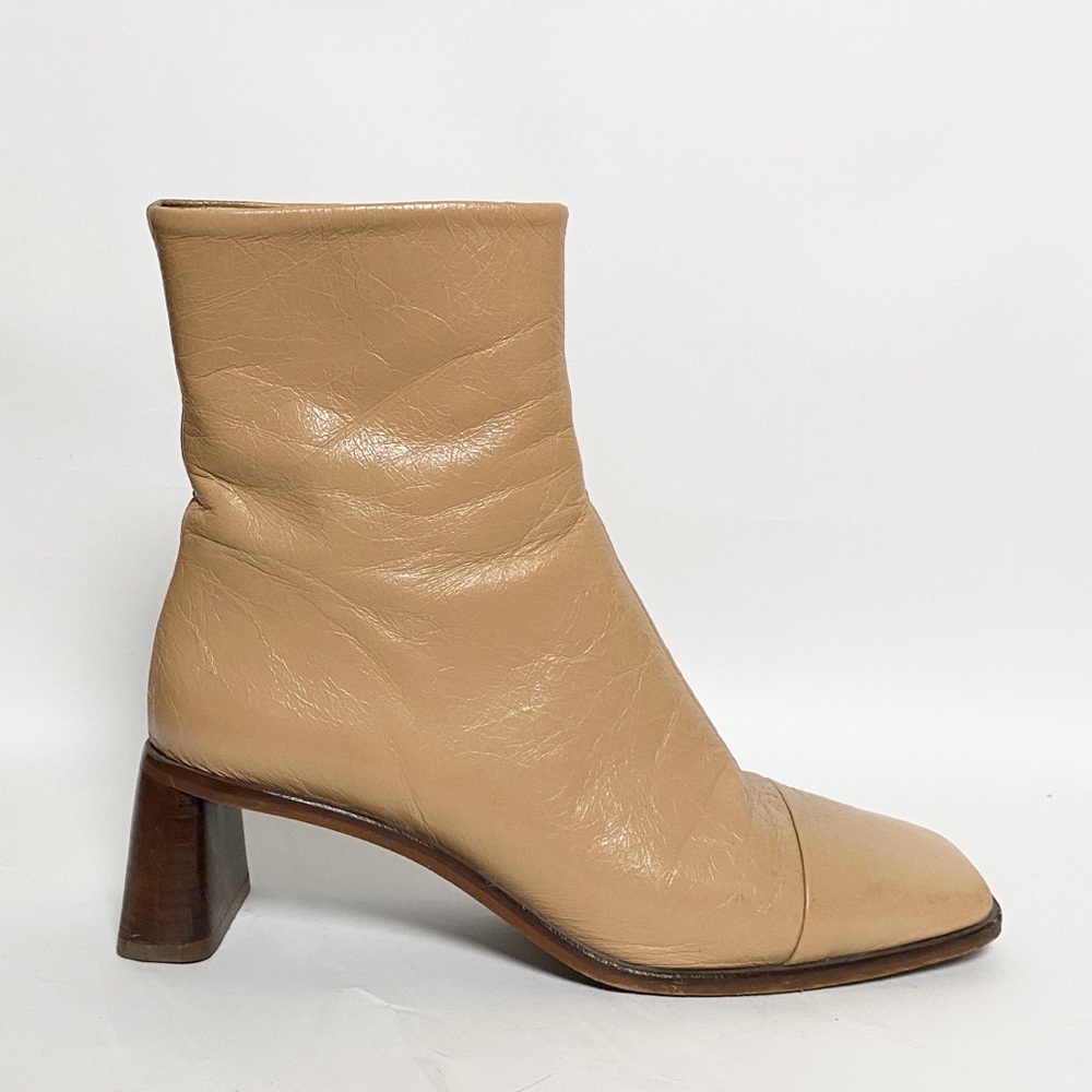 Real Semi Patent LEATHER Peachy Beige L’intervalle Ankle Boots — Size 39, 8